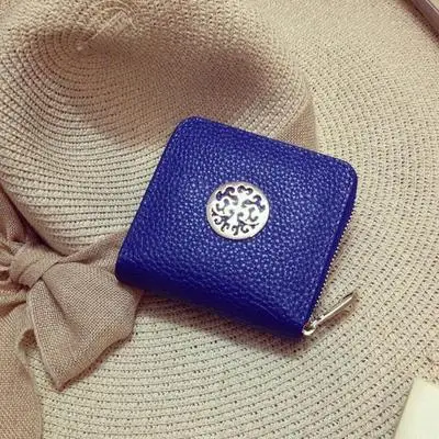 Хит, Модный женский кошелек из искусственной кожи, женский короткий кошелек, женский кошелек, известный бренд, кошелек для женщин, кошелек для монет, держатель для карт - Цвет: Синий