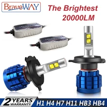 Buy BraveWay 20000LM LED Headlight Bulb H1 H4 H7 H8 H9 H11 HB3 HB4 H7 LED Canbus Lamps H4 H7 9005 9006 LED Bulb for Cars Light Bulbs Free Shipping