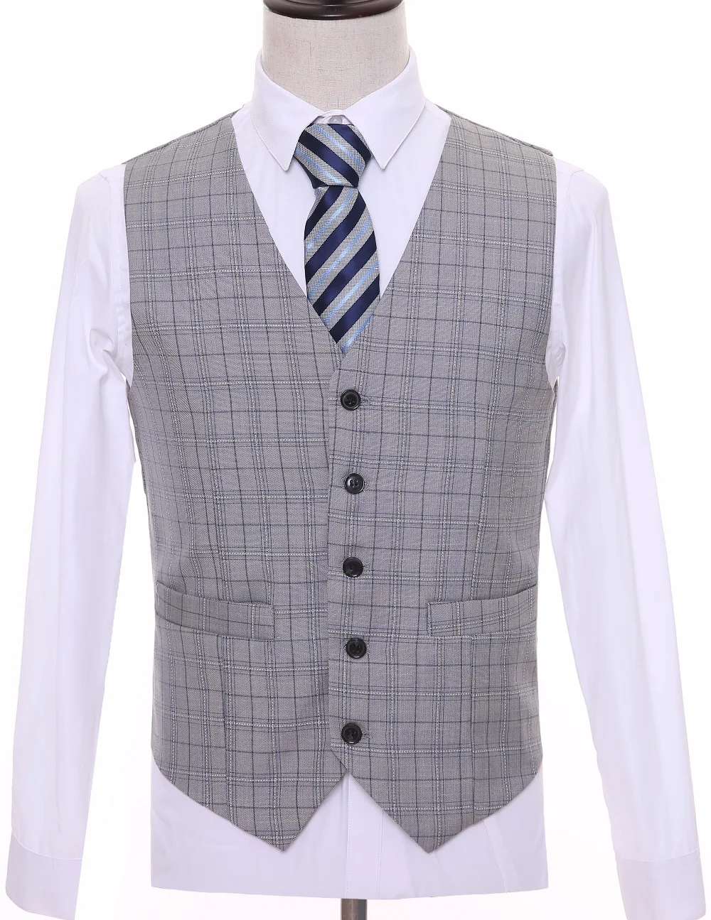 Farm Wedding Vintage Grey Plaid Men vests custom made Groom vest mens
