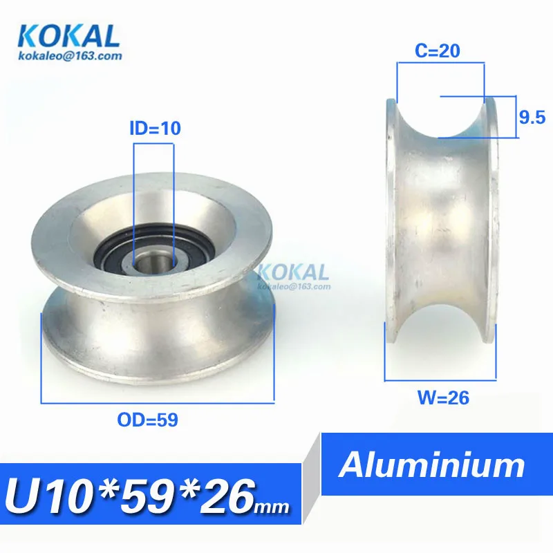 [U1059-26]2pcs/lot high loading aluminum injection mold machine bearing roller pulley track guide wheel 1059UU 10*59*26mm | Обустройство