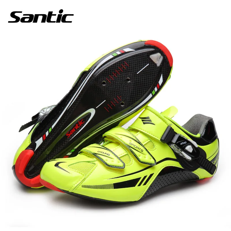 Santic Men Road Bike Shoes Pro Auto lock Cycling Shoes Hook&Loop