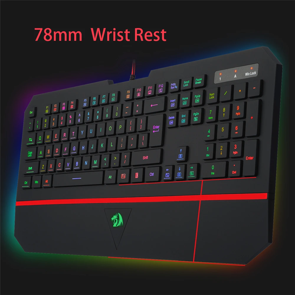 Игровая клавиатура K502 Redragon Kaeyboard RGB светодиодный Подсветка клавиатура 104 клавиша компьютерная игровая клавиатура SilentWrist