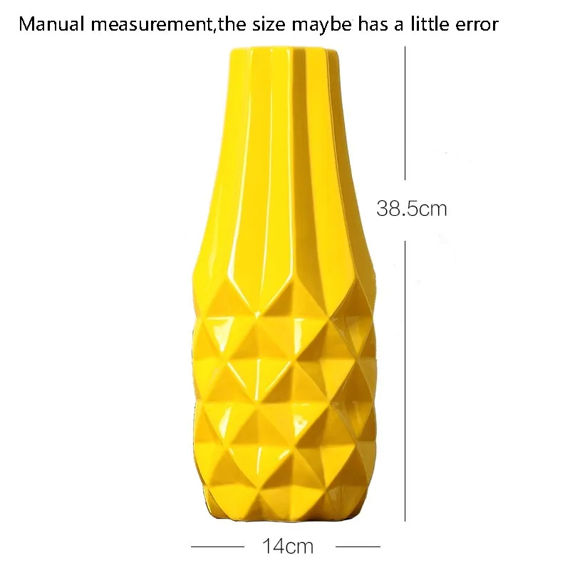 Желтые керамические геометрические вазы в стиле Северной Европы, украшение для дома, гостиной, искусственные цветы, держатель, Современная ваза, ремесла - Цвет: C