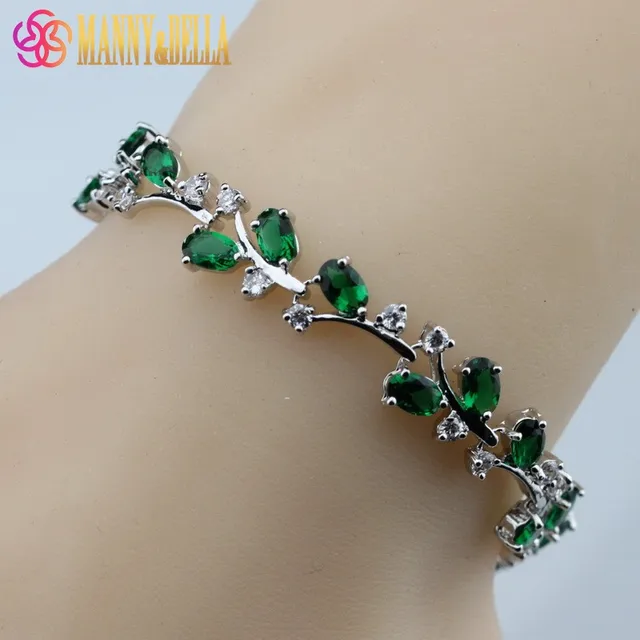 925 Sterling Silver Green Created Emerald Bracelet Health Fashion 925 Sterling Silver Green Created Emerald Bracelet Health Fashion Jewelry For Women Free Box Sl139