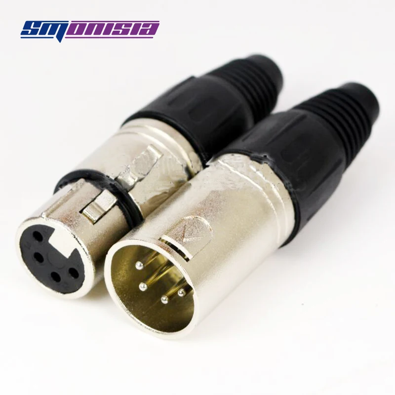 50pcs copper pins XLR Microphone Connector Terminal jack 4Pin XLR Male