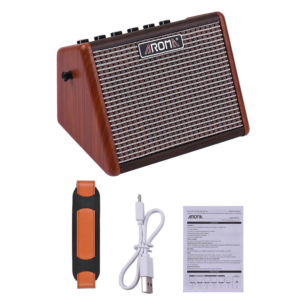 Kalaok AROMA AG-15A 15W Portable Acoustic Guitar Amplifier Amp BT Speaker Built-in Rechargeable Battery with Microphone Interface