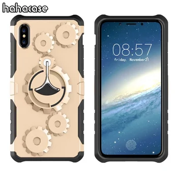 

500pcs Mechanical Gear TPU+PC Hybrid Case For iPhone XS Max XR X 8 7 6 6S Plus Armor Back Shell With Function Kickstand Cover