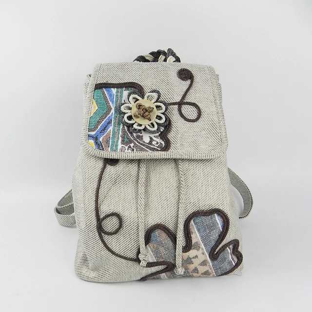 Cheap Grace Ethnic National Women Linen Backpack Hand-woven Lady Casual Featured Embroidery Bagpack Girl Christmas Gift School 019 Bag
