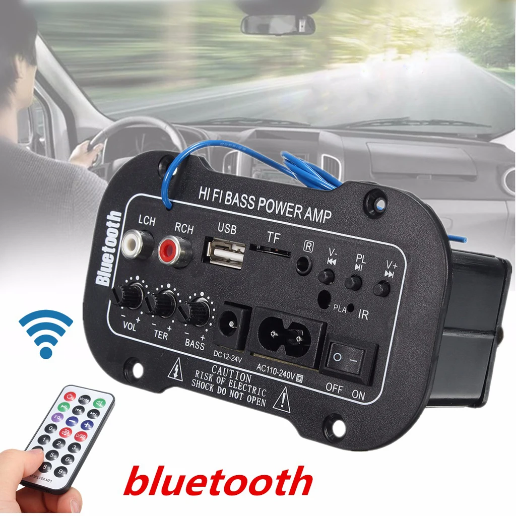 50W Amplifier Board Audio bluetooth Amplificador USB FM Radio TF Player Subwoofer DIY Amplifiers For Car Truck RV Camper Etc