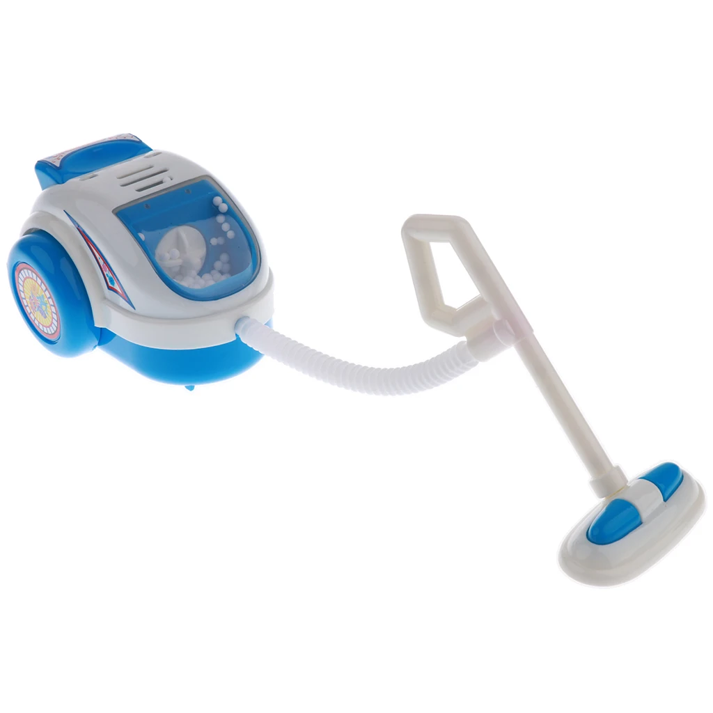 Dollhouse Mini Home Appliance Simulation Toys Plastic Blue Vacuum Cleaner(AA Battery Powered) For Kids Pretend Play Toys 