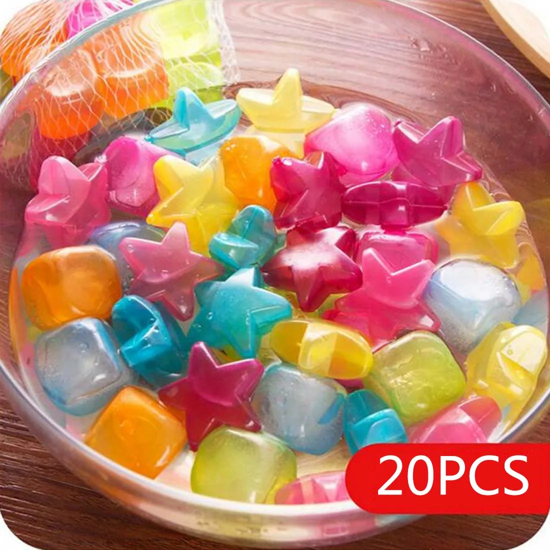 

20pcs Star Shaped Ice Cubes Plastic Reusable Multicolour Ice Cube Physical Cooling Tools Party Tool Kitchen Accessories Tool