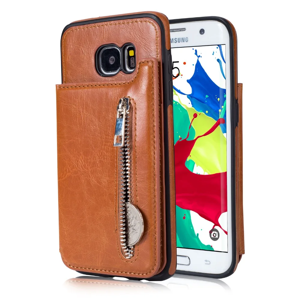 

Crazy Horse Leather Zipper Flip Card Slot Wallet Cover For SAMSUNG Galaxy S8 S9 S10 Plus J3 J5 J7 A6 A7 Note 8 9 Coin Purse Case