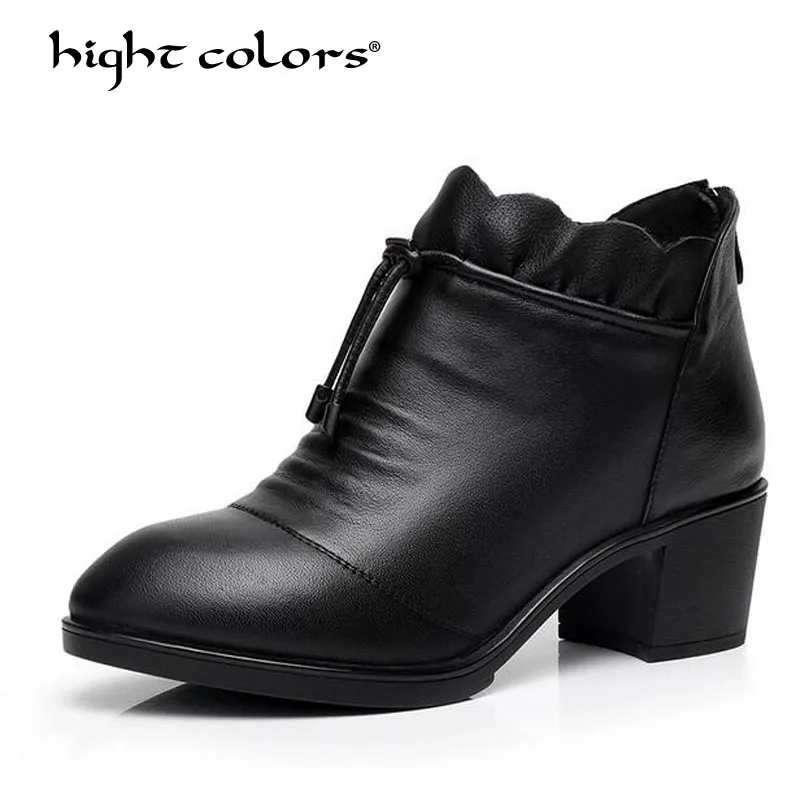 

Plus Size 35-40 Women Boots 2018 Genuine Leather Lace-Up Women Snow Boots New Pointed Toe Fashion Women's Winter Ankle