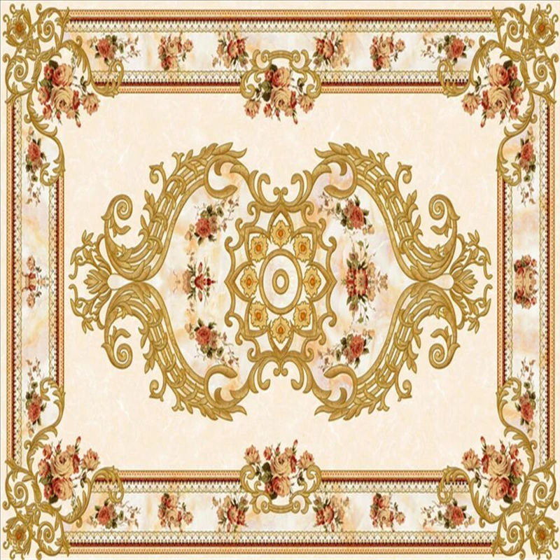 European carpet Floor painting Waterproof Bathroom kitchen PVC Wall paper Self wall sticker Floor mural 3d floor tiles wallpaper