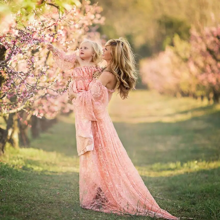 

Women Pregnants Sexy Photography Props Off Shoulders Lace Nursing Long Dress maternity dresses Stylish August 13