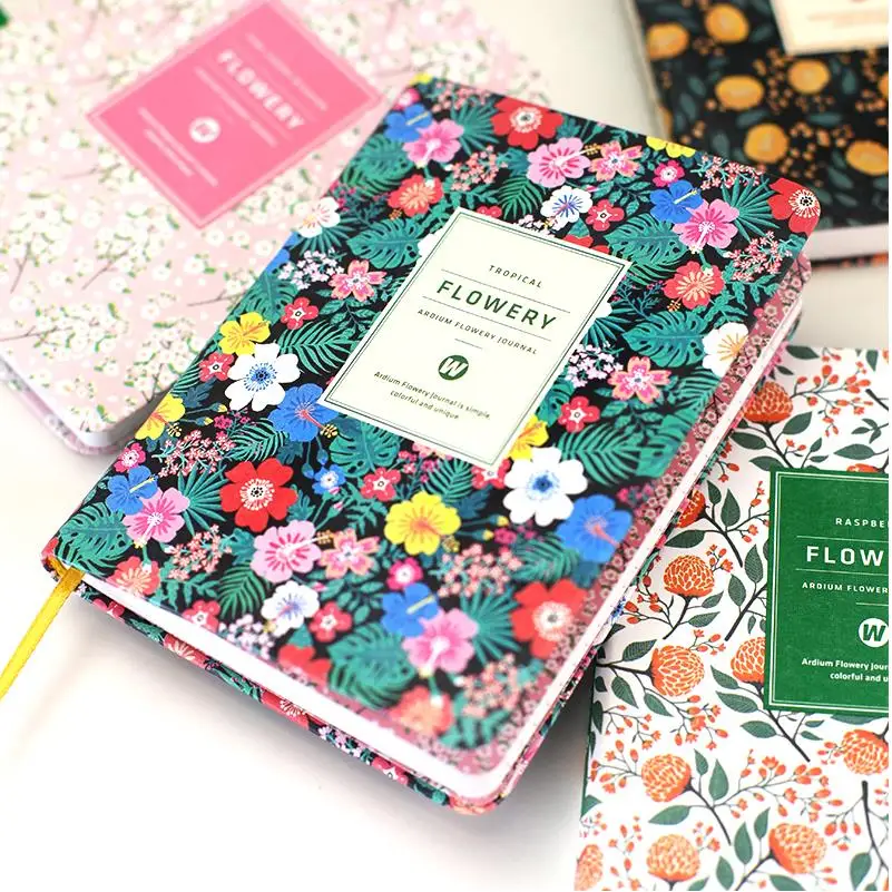 Flower PU Leather cover A5 binder Sketchbook Bullet journal Cute