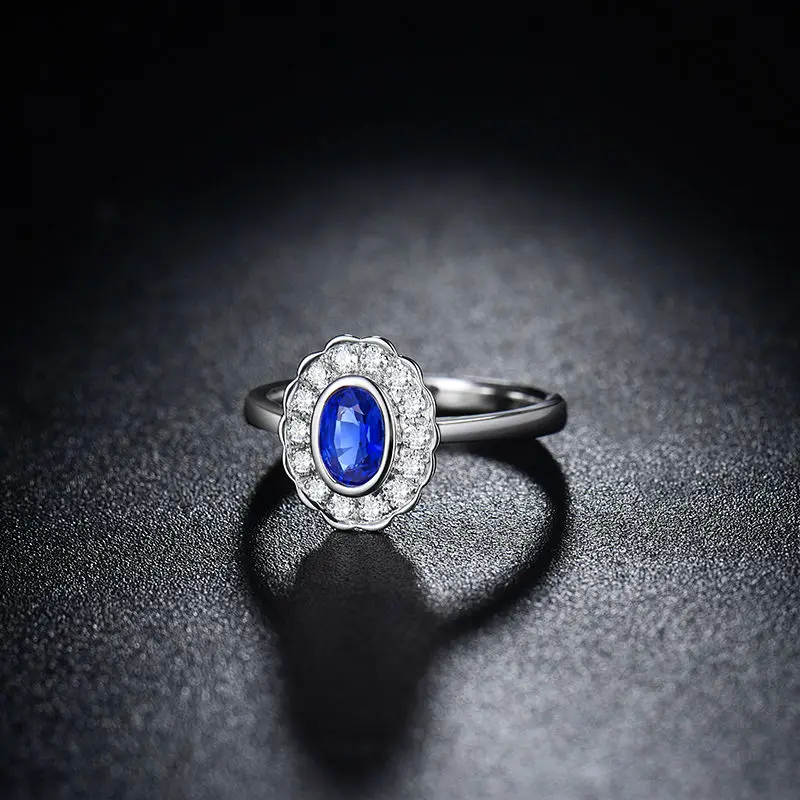 LOVERJEWELRY, женские кольца, одноцветные, 14 к, белое золото, голубой Siri Lanka, сапфир, обещанные бриллианты, кольца для женщин, юбилейные, вечерние, кольца