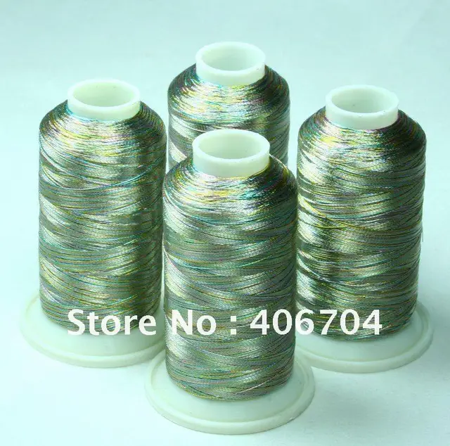 WHOLESALE SILVER MULTI METALLIC MACHINE EMBROIDERY THREADS KITin Yarn