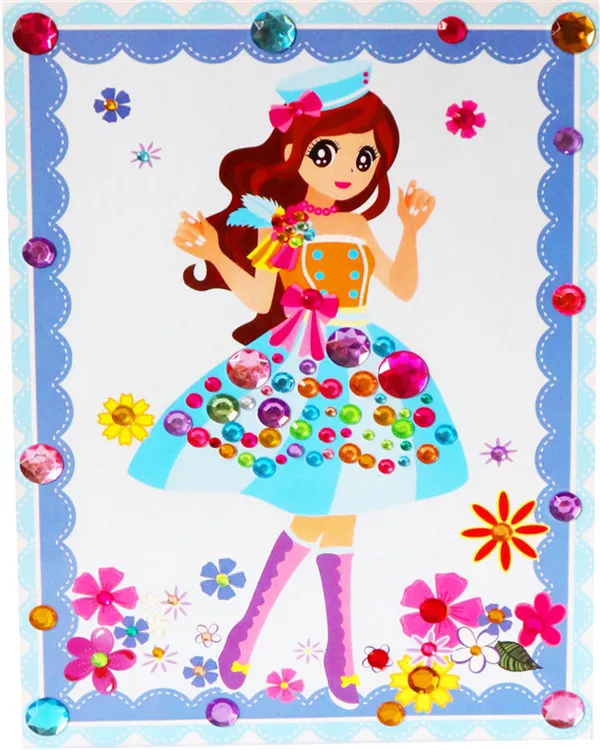 1 шт. DIY Красочные Хрустальные бриллиантовые наклейки для рисования принцесса Дети ремесла девочка Обучающие образовательные игрушки случайный стиль - Цвет: 7