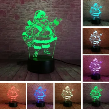 

2018 3D Visual Cartoon Santa Claus Led Nightlight Touch Table Illusion Mood Bedroom Dimming Lamp Child 7 Colors Xmas Toys Gifts