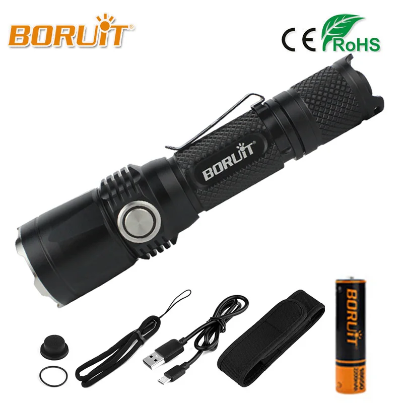 

BORUIT Powerful XPL LED Flashlight XPL2 2000LM High Power 5 Modes USB Flashlamp MINI Portable Lantern 18650 Torch For Camping