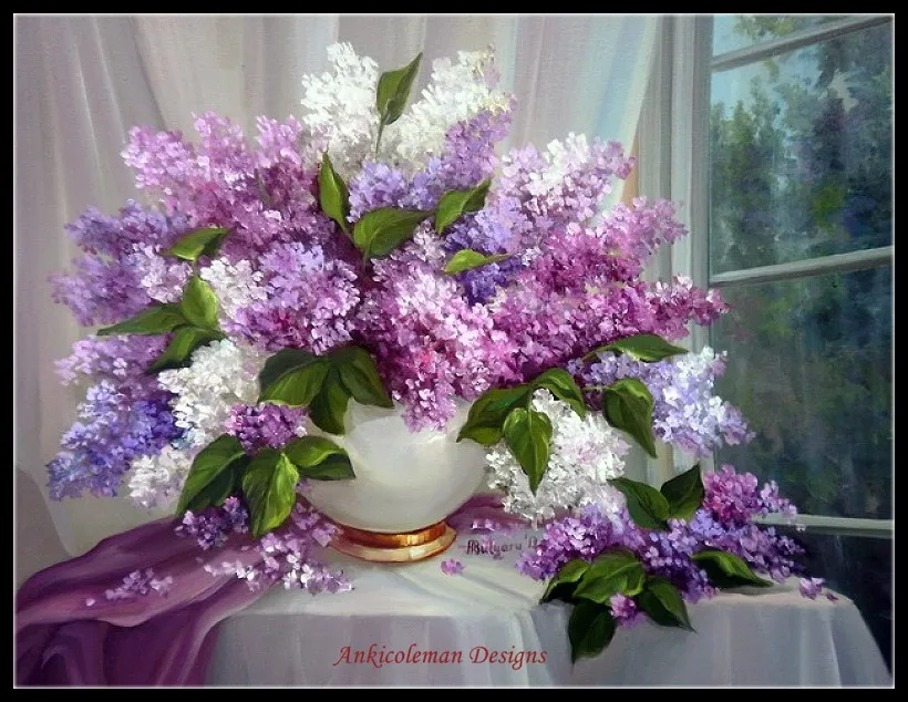 

Embroidery Counted Cross Stitch Kits Needlework - Crafts 14 ct DMC Color DIY Arts Handmade Decor - Lilac by the window