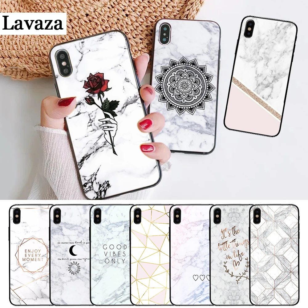

Lavaza Marble rose triangle Silicone Case for iPhone 5 5S 6 6S Plus 7 8 X XS Max XR