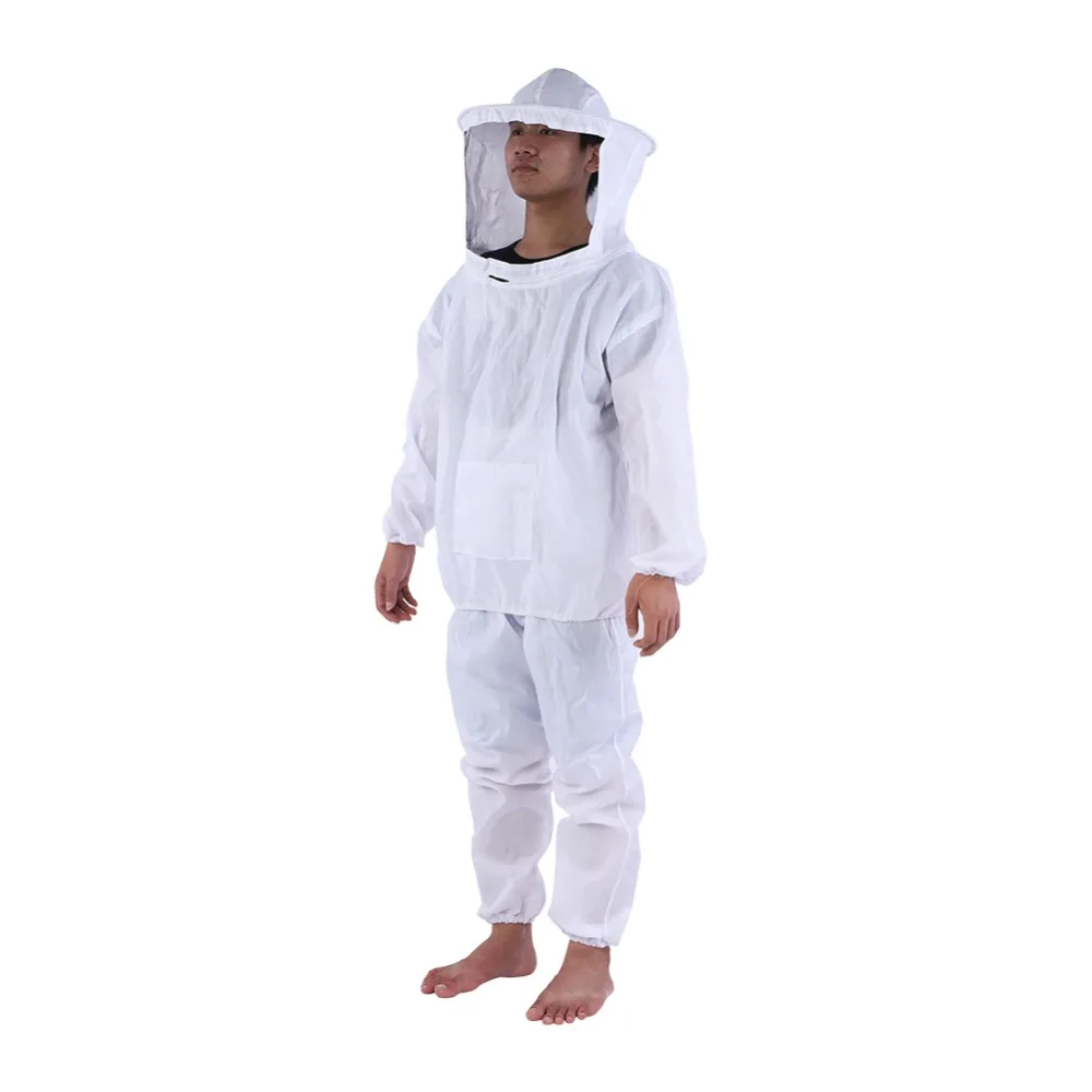 Профессиональный пчеловод защитный костюм пчеловодство оборудование с капюшоном куртка+ брюки Белая безопасная одежда костюм пчеловода