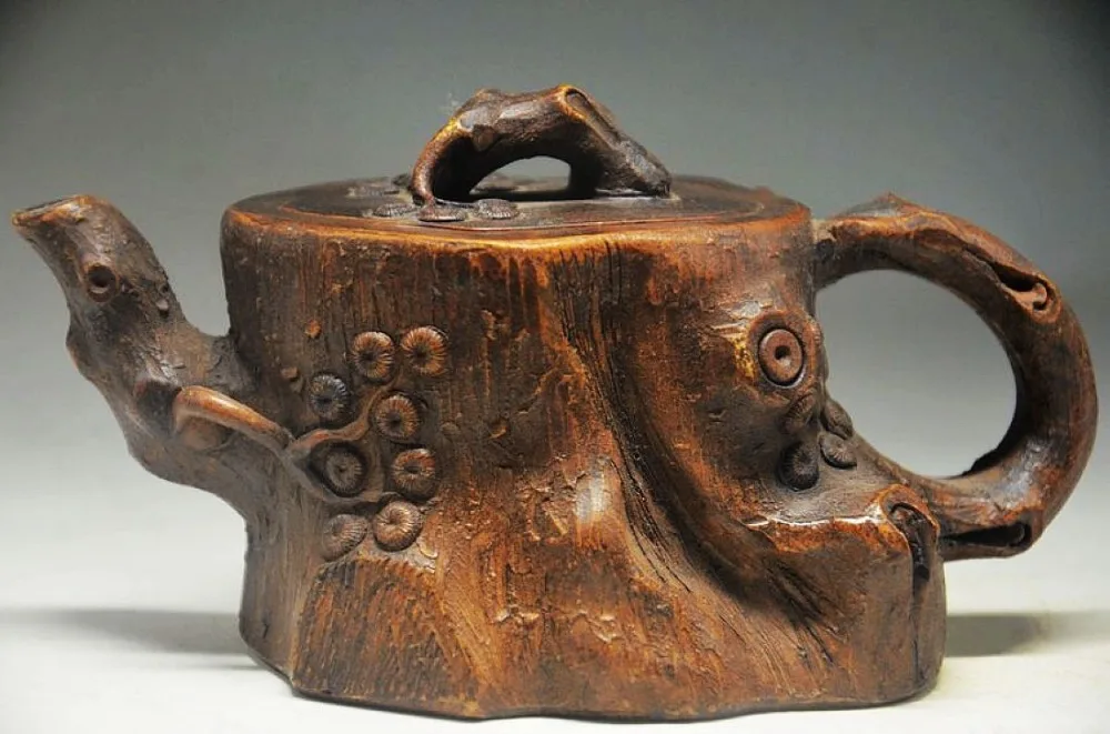 

17 cm * / Ingenious Chinese old Rock stone hand carved Pine Teapot