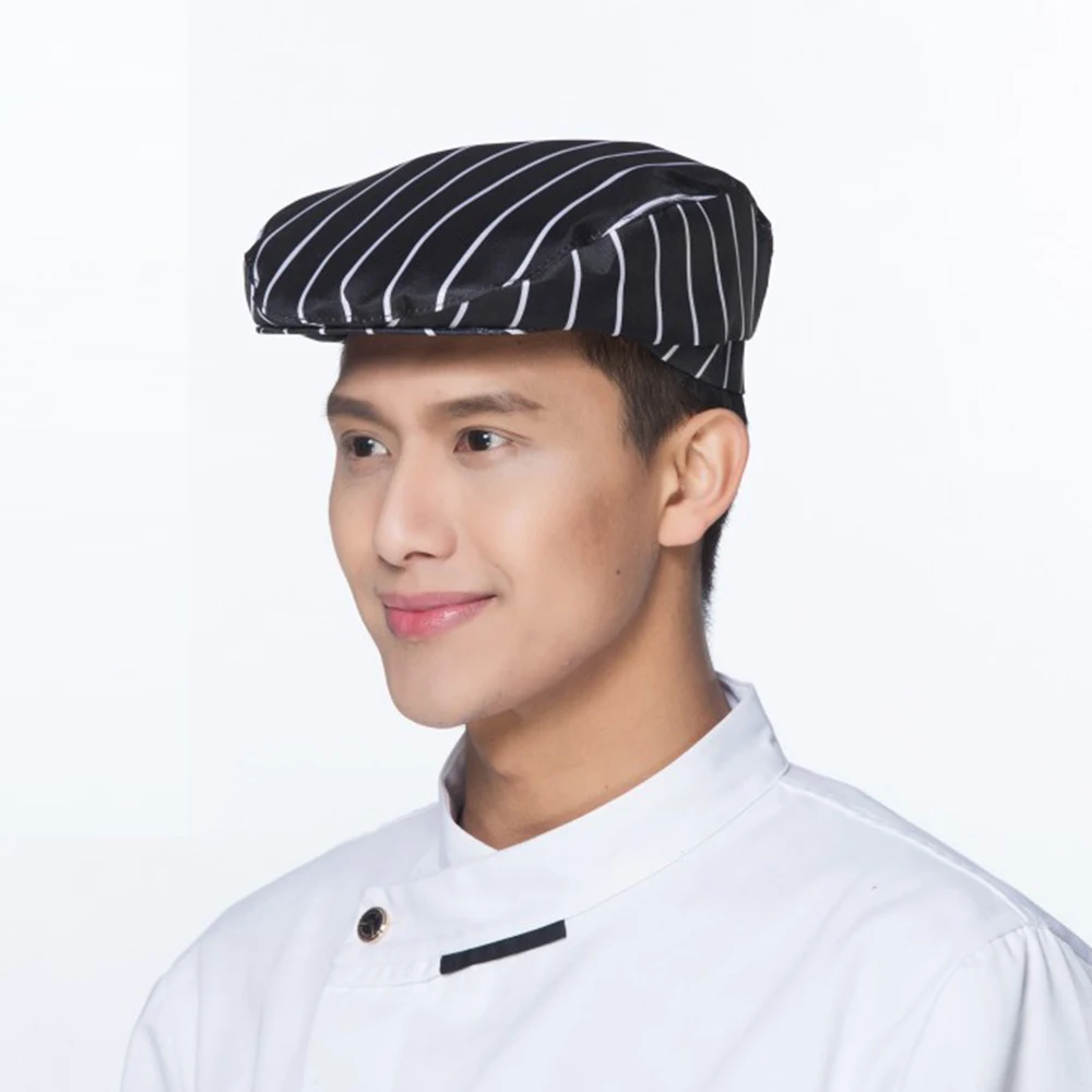 2019 высокое качество chef Hat hotel униформа для Шей-повара форма Ресторан шляпа форма для шеф-повара рабочая одежда шляпа аксессуары полосатая