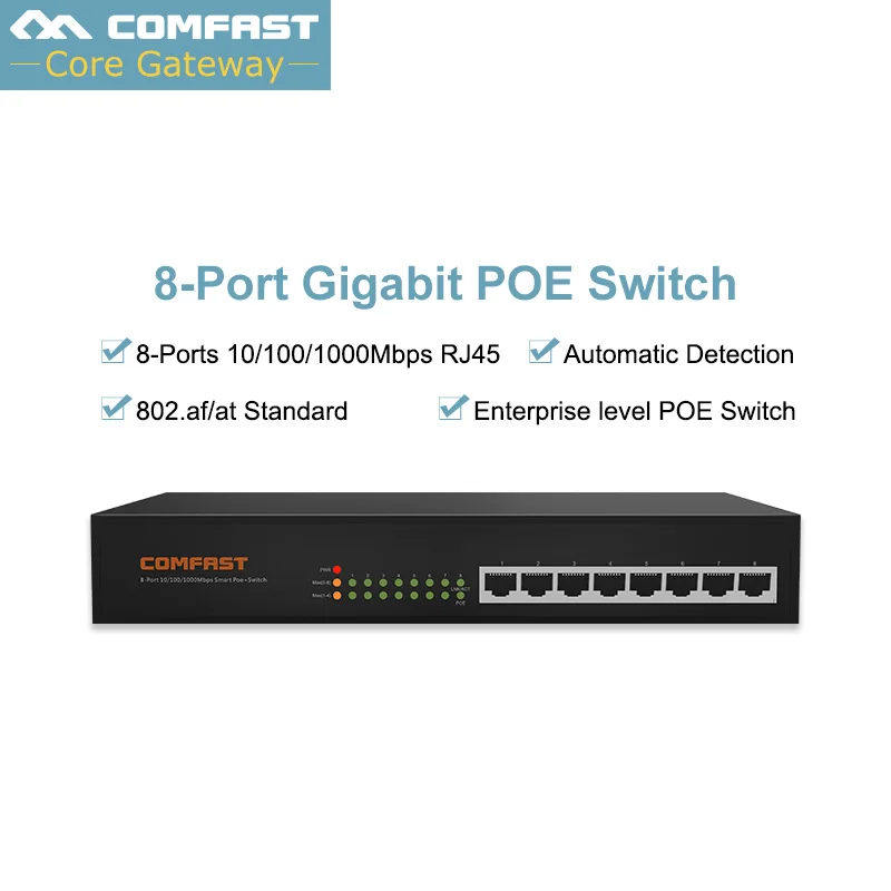 Гигабитные порты POE коммутатор с 8 портом для ip камеры беспроводной ap телефон