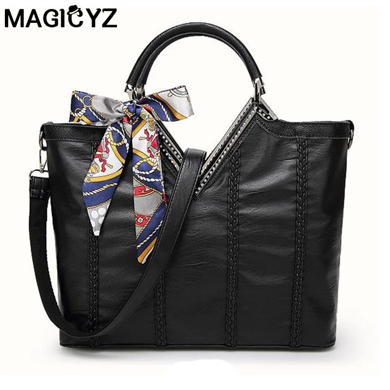 

MAGICYZ Metal V Logo women Handbag Inlaid Diamond Scarf  Soft leather women Messenger Bag Woven Woman's Bag