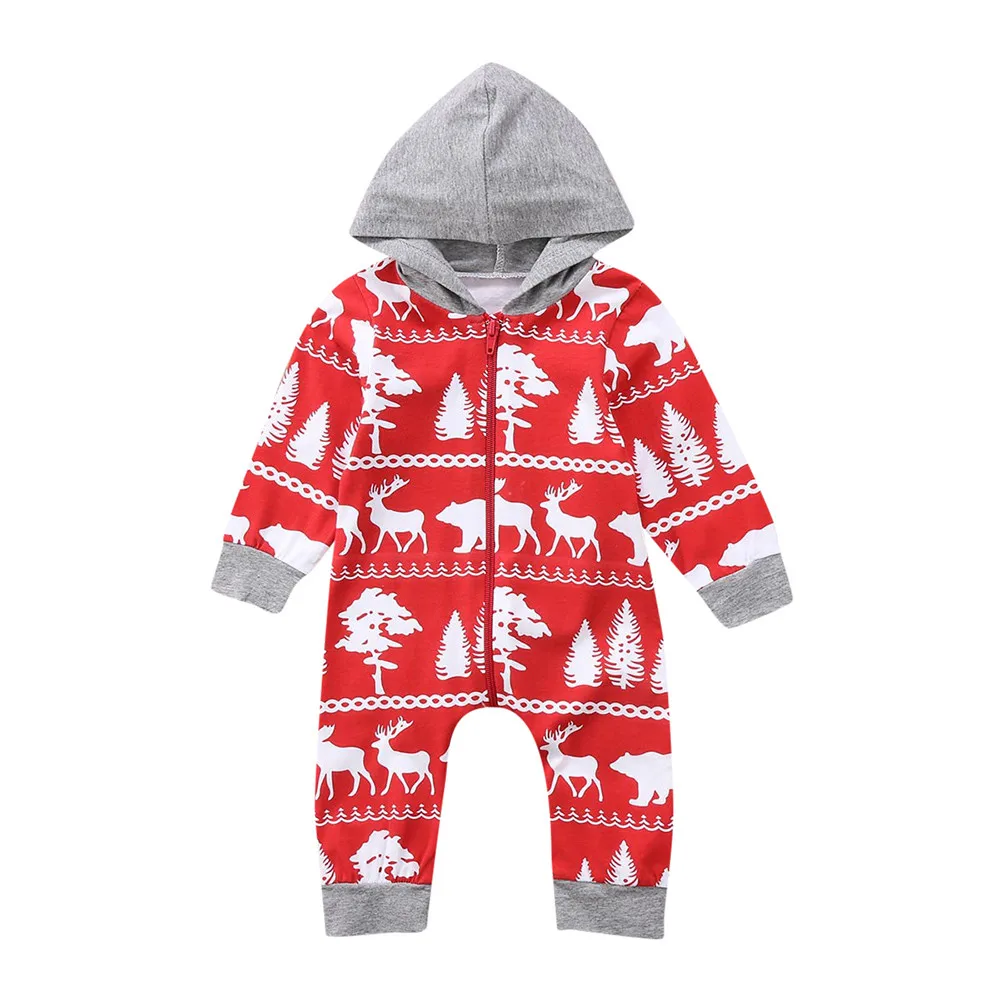 

Arloneet NEW Newborn Baby Girls Boys Long Sleeves Hooded Romper Kids Christmas Clothing l0825