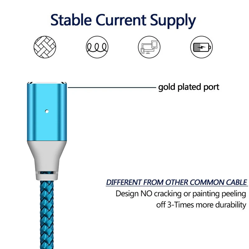 1/2/3 м USB Type C/Micro USB/IOS Магнитный кабель C адаптер для быстрого зарядного устройства