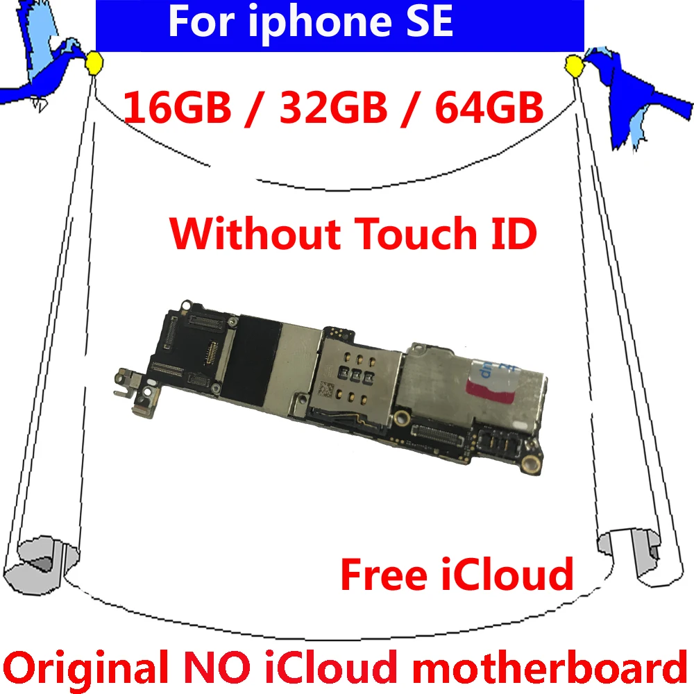 16 Гб 64 Гб 128 ГБ оригинальная логическая плата для IOS для iphone SE 5SE материнская плата с/без Touch ID разблокированная материнская плата iCloud