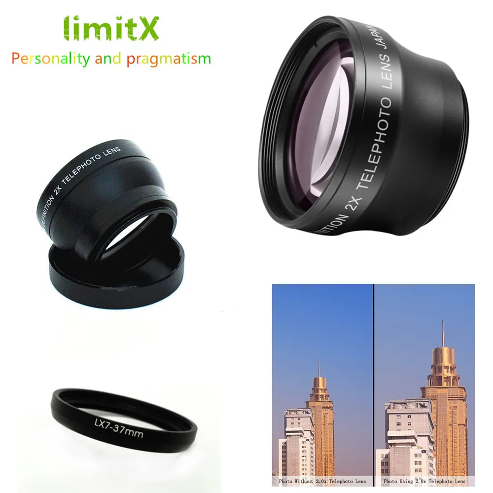 Увеличение 2X телеобъектив и переходное кольцо для цифровой камеры Panasonic Lumix DMC LX7