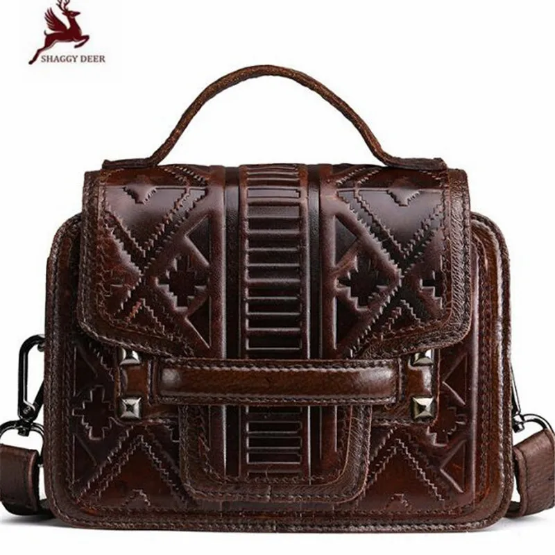 

Oil Wax COW Leather Wholesale Handbag Handmade Layer Slanting Single Shoulder Retro Embossed women casual bag