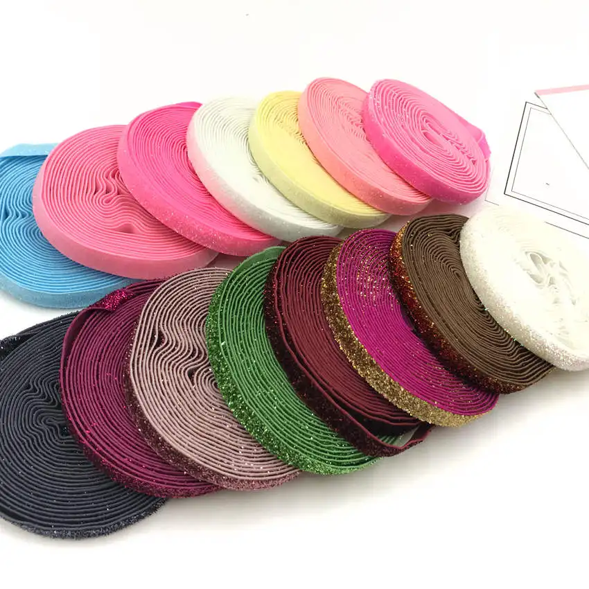 

5 Yard Webbing 10mm Colorful Elastic Stretch Glitter Velvet Satin Ribbon Metallic Webbing Decoration Lace Ribbon