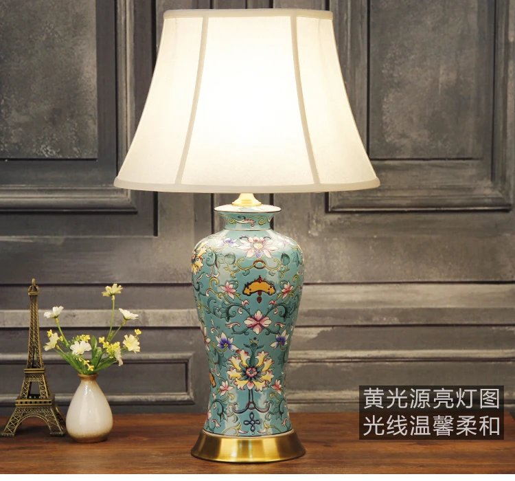 China Antique Living Room Vintage Table Lamp Porcelain Ceramic Table Lamp wedding decoration restaurant table lamp (3)