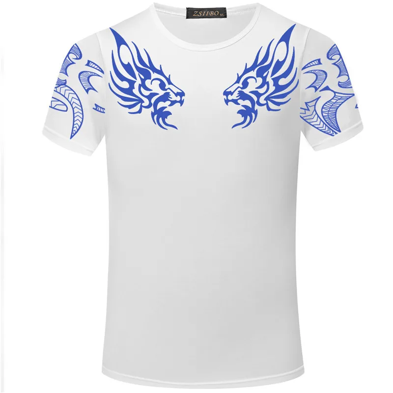 Осенняя Новая мужская брендовая футболка, Модная тонкая футболка с принтом дракона, футболка большого размера с коротким рукавом, Мужская TX141-R