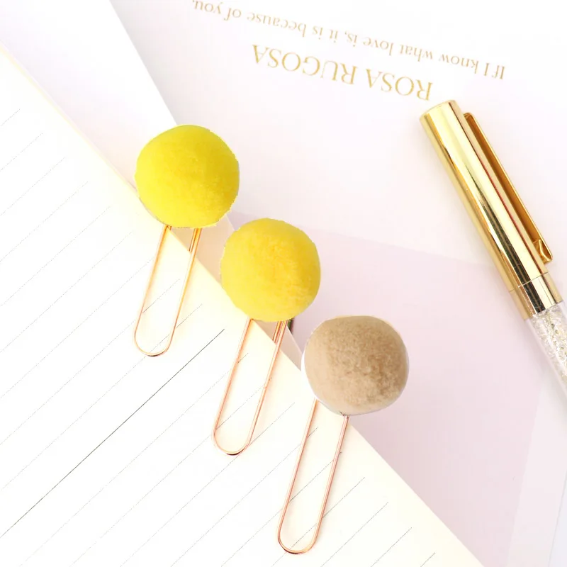 Случайный цвет 10 шт. милый Hairball розовое золото cilp моделирование зажим для бумаги Мода Бизнес офис леди стиль офисные канцелярские принадлежности набор