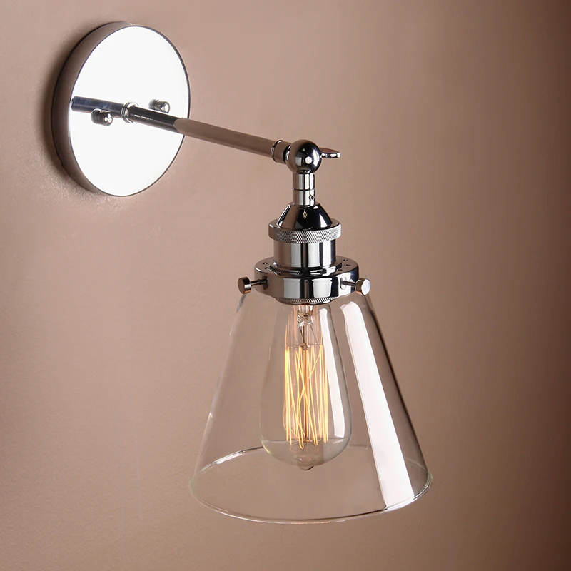 PERMO 6.3'' Funnel Glass antique bronze light retro modern metal sconce lighting wall lamp fixtures vintage E27 loft wall decor