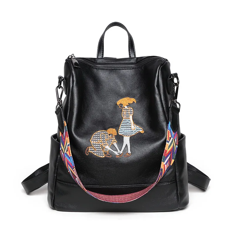 

Fashion Genuine Leather Women Backpack Quality Famous Embroidery lover's gifts boys girls School Bag Girl Travel Bags dailypack