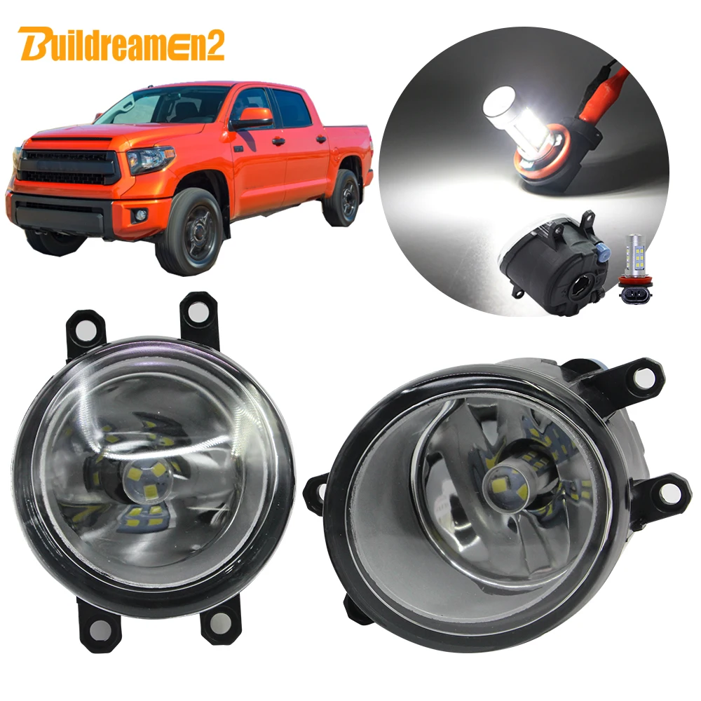 

Buildreamen2 For Toyota Tundra 2014 2015 2016 Car Fog Light Assembly Lampshade + Bulb DRL Daytime Running Light 12V Accessories