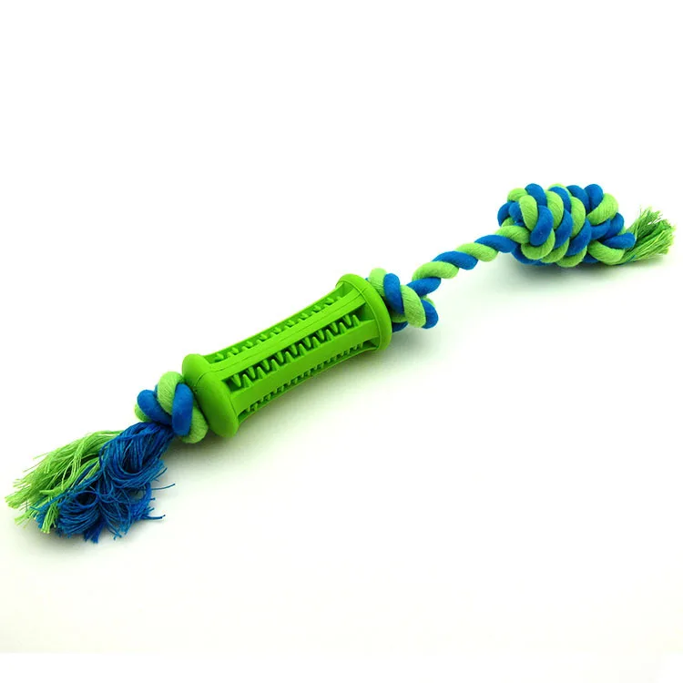 Pet Dog Rope Toys High Quality Rubber Stick And Cotton Rope For Bite