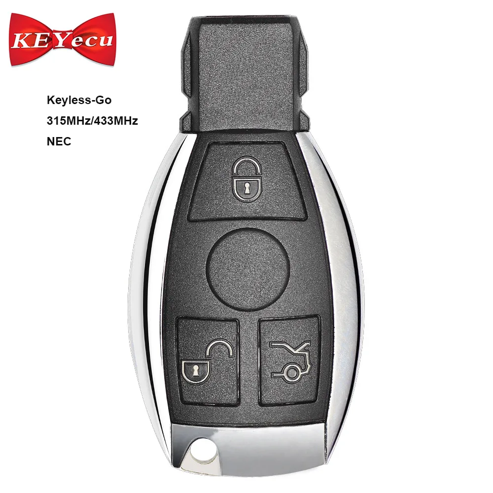 

KEYECU Keyless-Go Smart Remote Key 3 Button 315MHz / 433MHz NEC for Mercedes-Benz 2000+