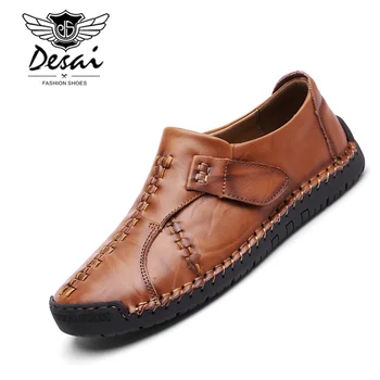 

DESAI Leisure Shoes Men Genuine Leather Men's Boat Shoes Fashion Casual Flats Hand Sewing Comfortable Loafer Shoe Big Size 38-46