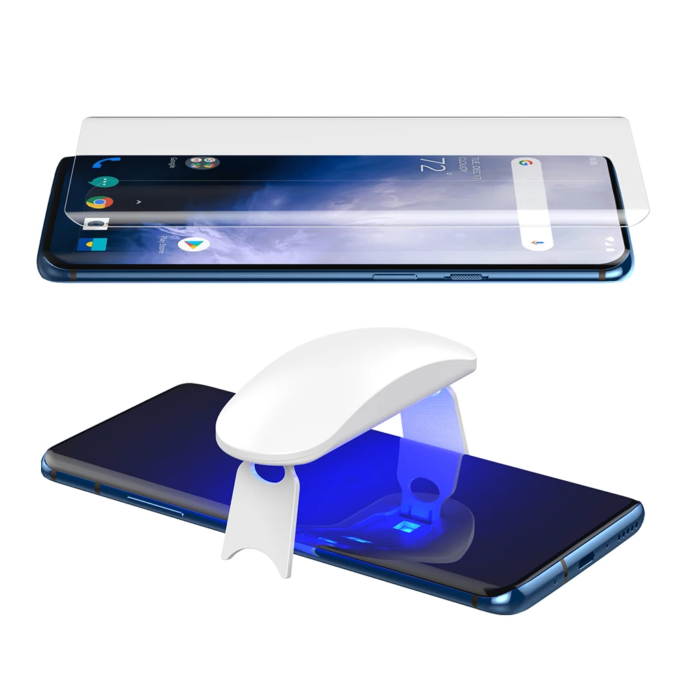 Цена Защита экрана с разблокировкой отпечатков пальцев для Oneplus 7 Pro, УФ пленка, полное покрытие для Oneplus 7 Pro, закаленное стекло