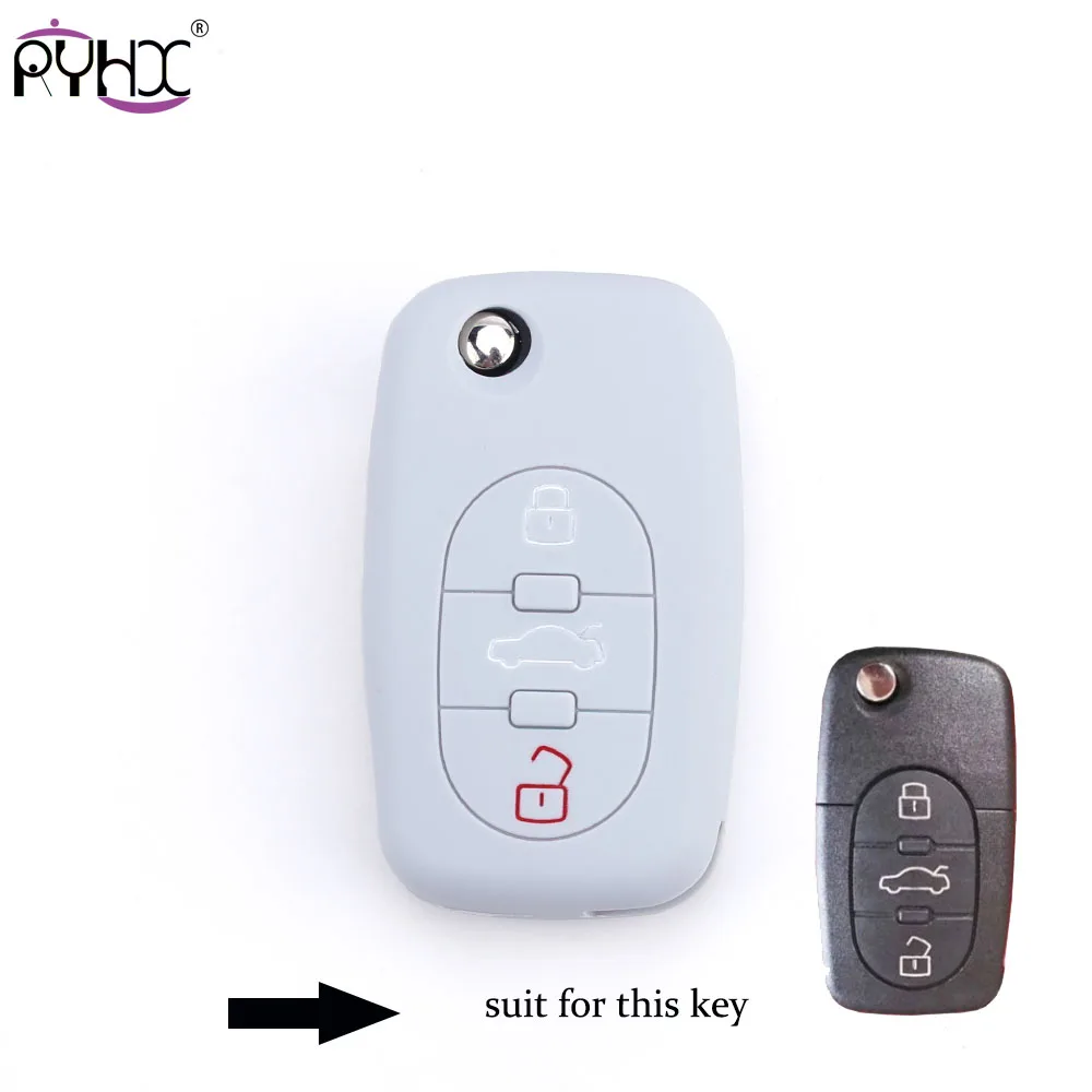 Auto Accessory Rubber car key styling flip cases cover 3 button for Audi A4L A6L A8L A3 A5 Q5 Q3 Q7 R8 TT S3 S7 RS7 RS5 B9 | Автомобили и