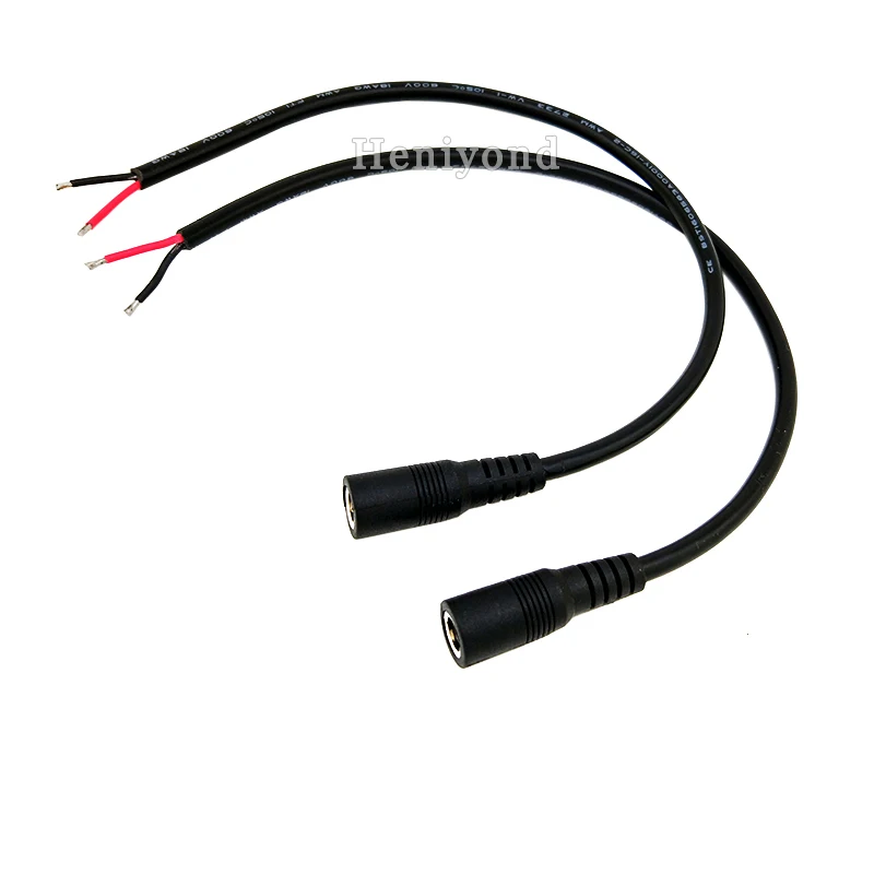 Free shipping 10Pcs 5.5*2.1mm DC Power Adapter Female Cable 18 AWG 12V Monitor For CCTV Camera for led strip or cctv camera